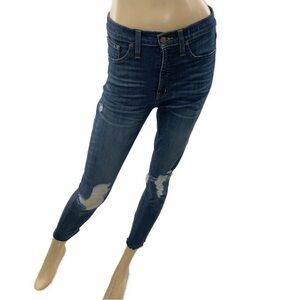 Madewell- medium wash distressed zip fly skinny jean- 27